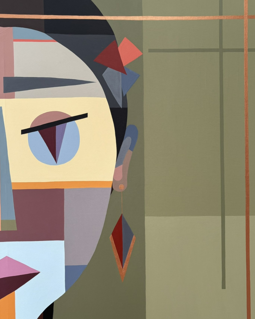 Tűnődő, 90x130 cm, geometriai, modernművészet 7